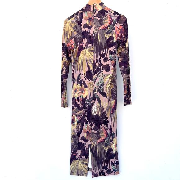 House Of Hackney Midnight Garden Long Sleeve Bodycon Midi Dress Mock Neck 12 - Picture 4 of 12